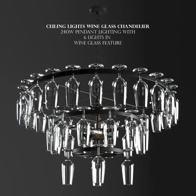 Ceiling Lights Wine Glass Chandelier 240W Pendant Lighting Wine Glass Feature 3D Model Ceiling Lights Wine Glass Chandelier 240W Pendant Lighting Wine Glass Feature 3D Model