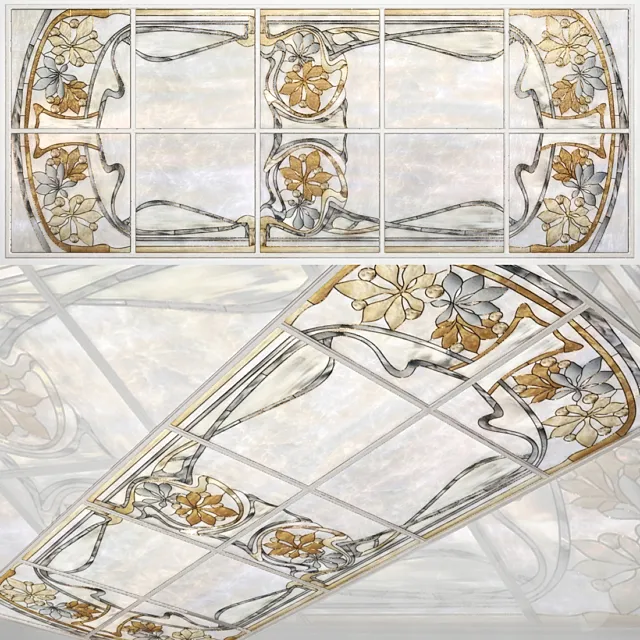 Ceiling stained-glass window Art Nouveau 3D Model Ceiling stained-glass window Art Nouveau 3D Model