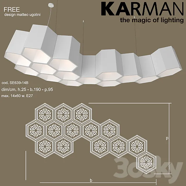 Ceiling suspended Karman FREE 3D Model Ceiling suspended Karman FREE 3D Model