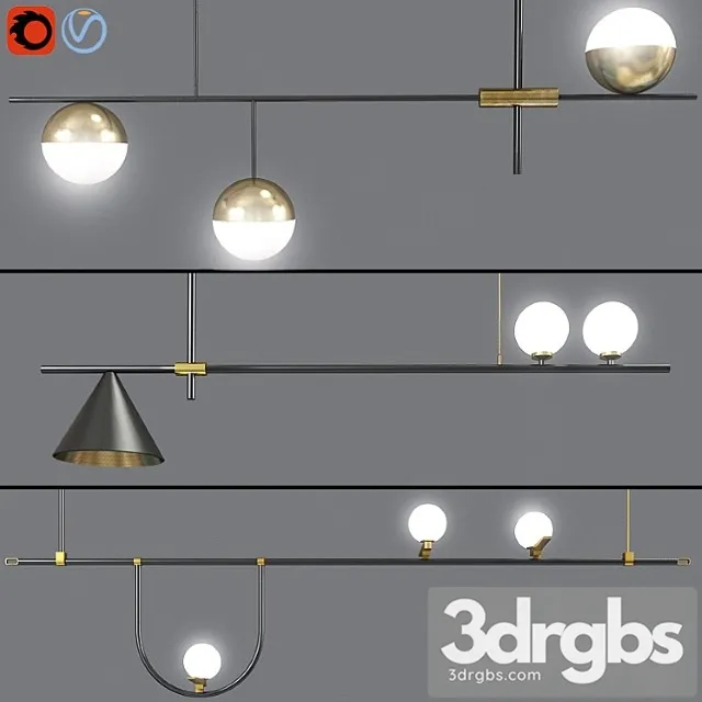 Ceiling suspensions light set 02 3D Model Download 3DSKY Decor Helper