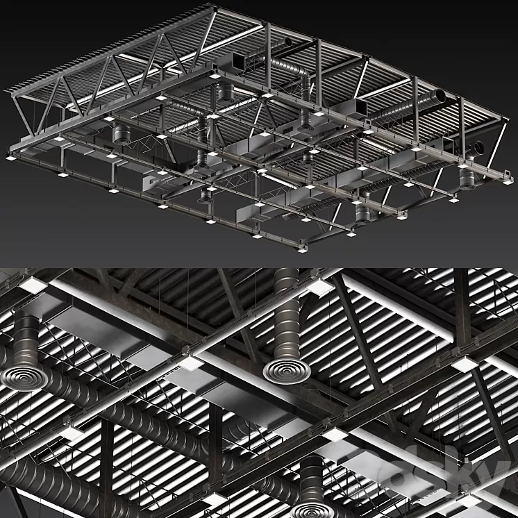 Ceiling Ventilation Black 3D Model