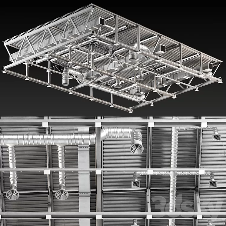 Ceiling Ventilation Gray 3D Model