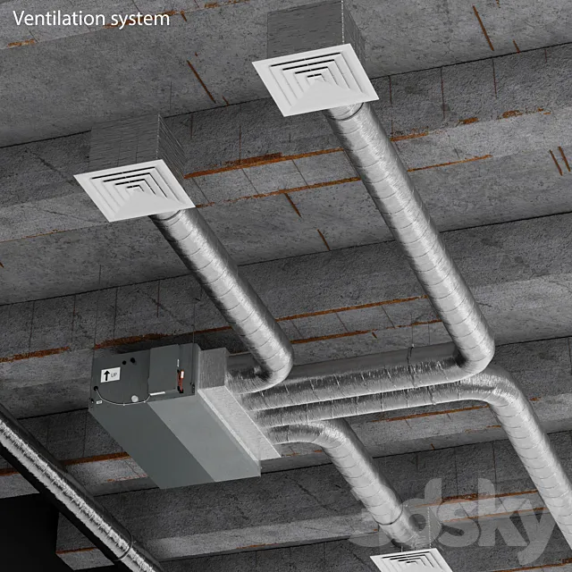 Ceiling ventilation system 3D Model Ceiling ventilation system 3D Model