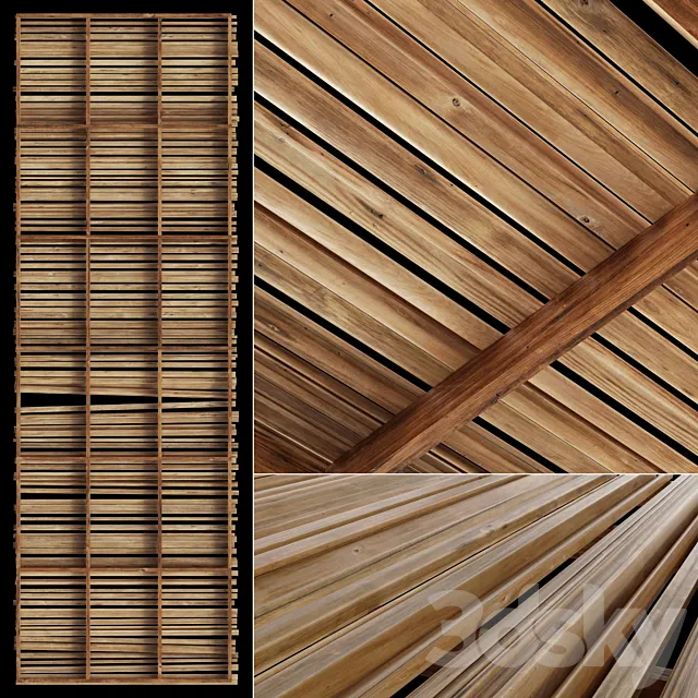 Ceiling wood rod n1 3D Model Ceiling wood rod n1 3D Model