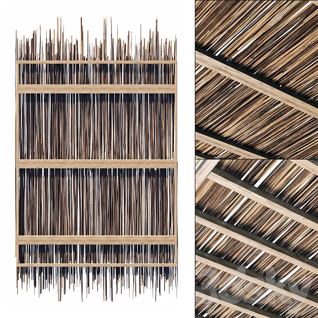 Ceiling wood sang thin branch n1 3D Model