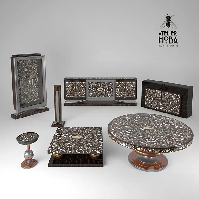 Celine furniture set by Atelier MO.BA 3D Model Celine furniture set by Atelier MO.BA 3D Model