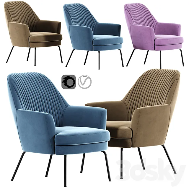 [3DSKY] Celine Strip Armchair 02 3DModel | NEW UPDATE 2024