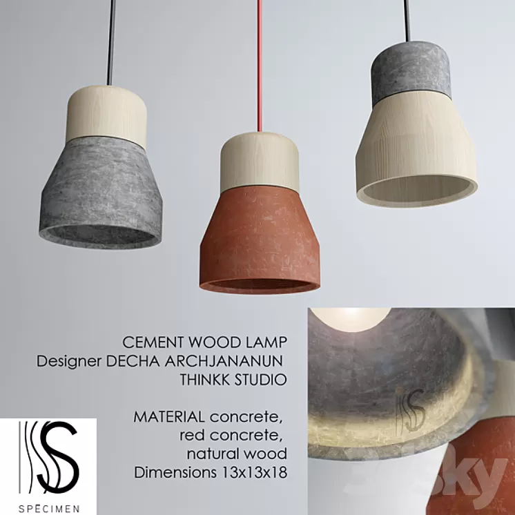 Cement Wood Lamp 3D Model Cement Wood Lamp 3D Model