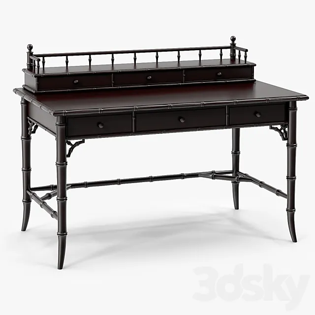 Century Furniture Faux-Bamboo Black Desk 3D Model Century Furniture Faux-Bamboo Black Desk 3D Model
