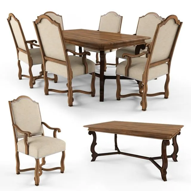 Century Furniture Table and Chairs 3D Model Century Furniture Table and Chairs 3D Model