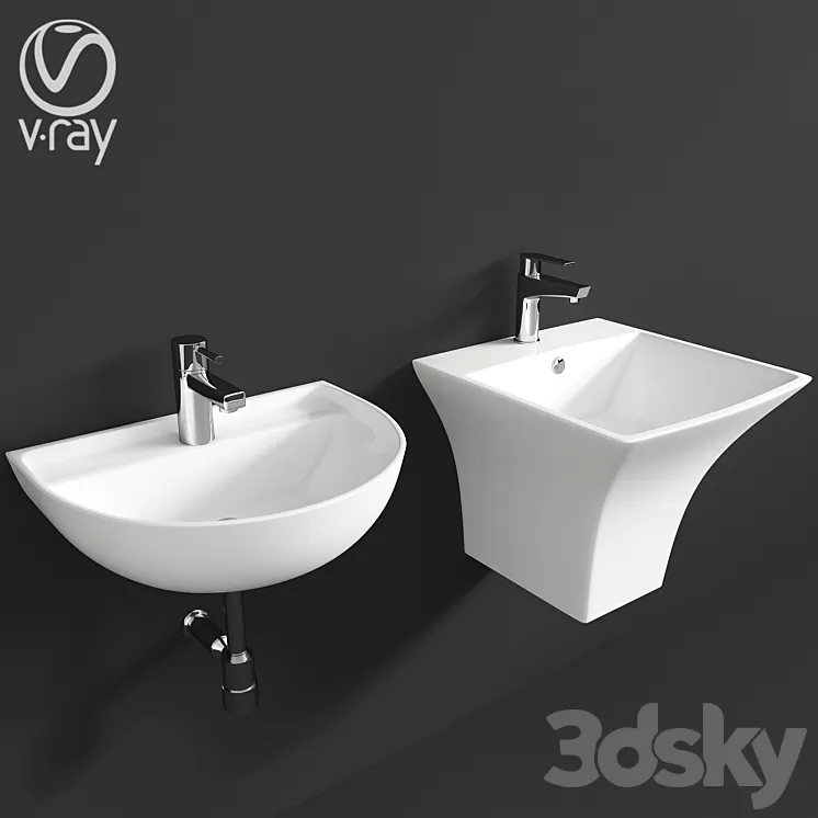 Cera Modern Wash Basin Set Combo 3D Model