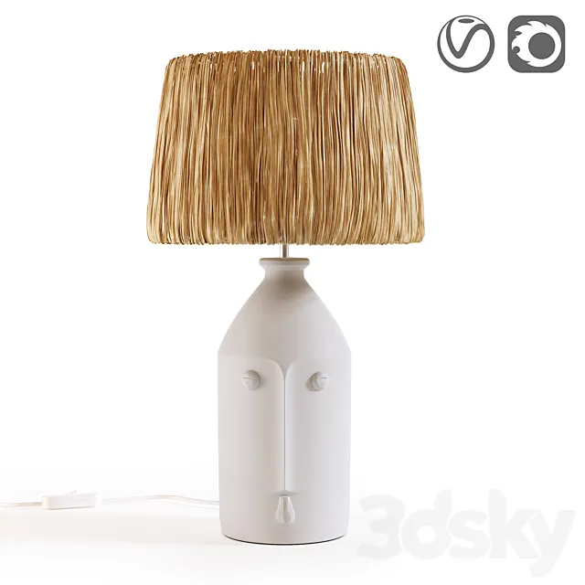 Ceramic and raffia lamp. Manoni 3DModel