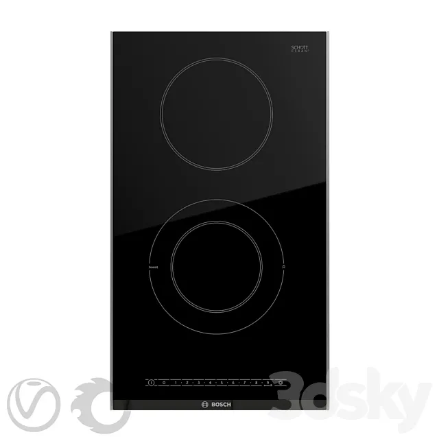 Ceramic electric hob BOSCH PKF375FP1E 31cm 3D Model Ceramic electric hob BOSCH PKF375FP1E 31cm 3D Model