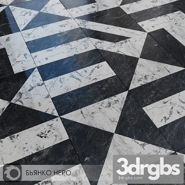 Ceramic Tile Kerama Hates Bianco Nero 3D Model Download