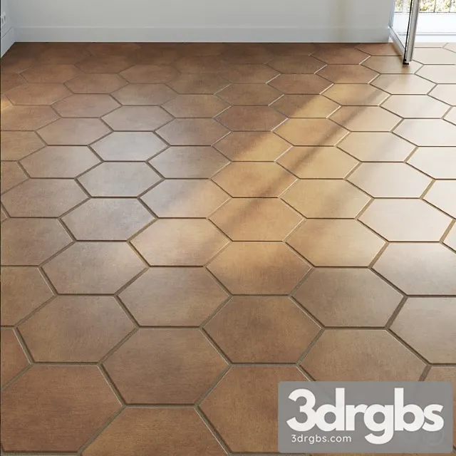 Ceramic Tile Set 03 Hexagon Natural Terracotta 3D Model Download