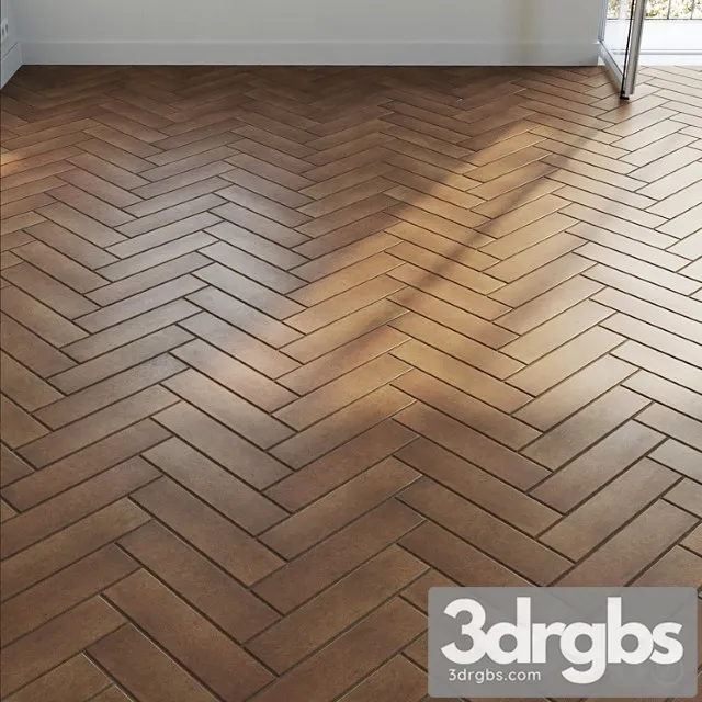 Ceramic Tile Set 04 Herringbone Terracotta 3D Model Download