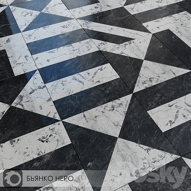 Ceramic Tiles Kerama Marazzi Bianco Nero 3D Model