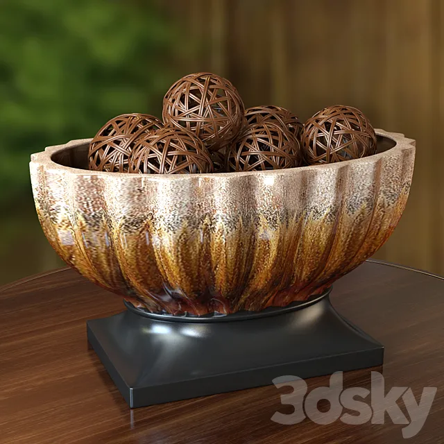 ceramic vase with decorative balls 3D Model