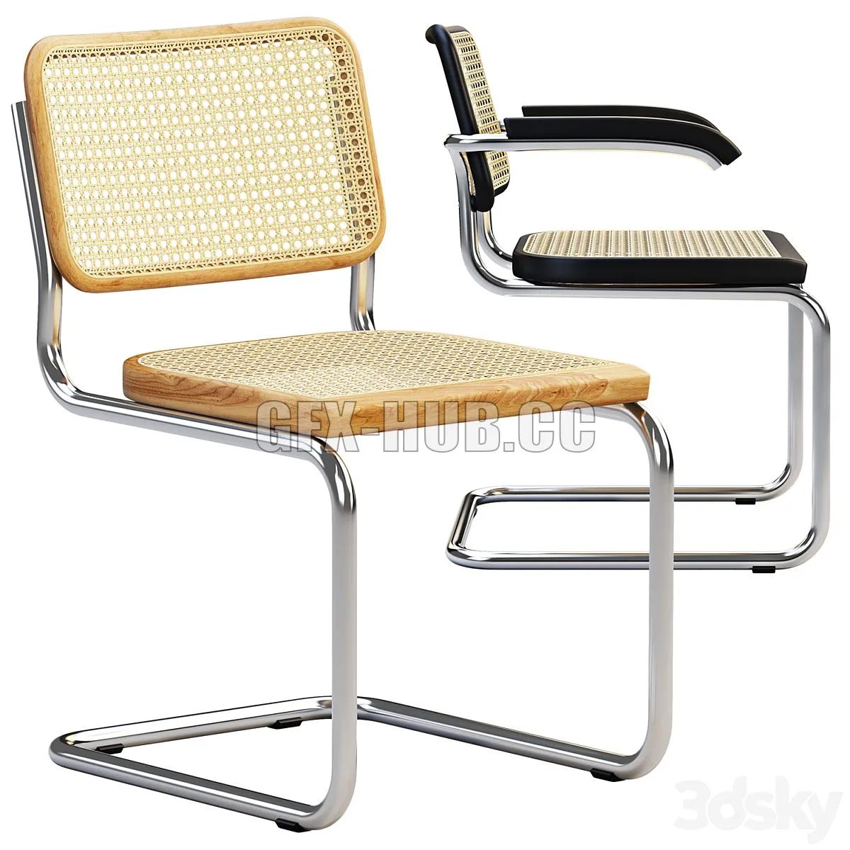 Cesca Chairs B 32 by Marcel Breuer (2 options) 3D Model
