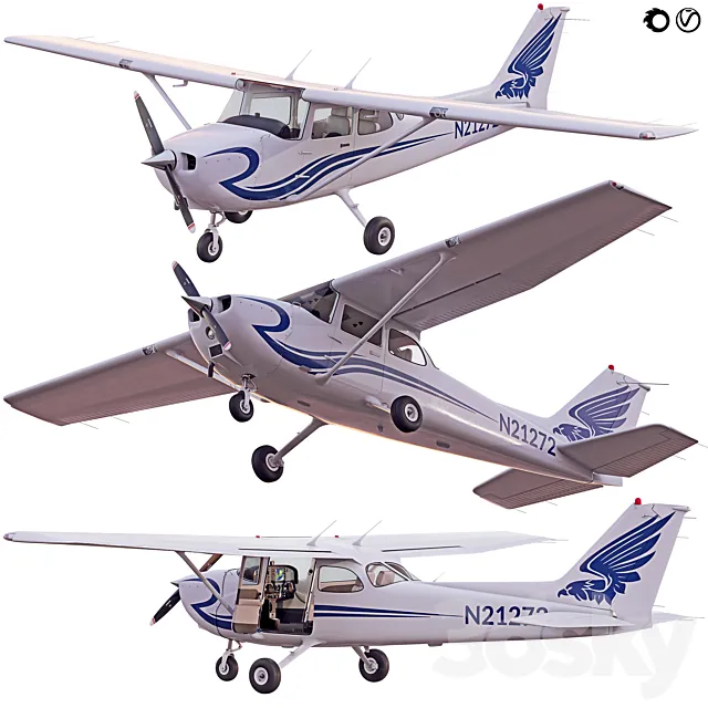 Cessna 172 light aircraft 3D Model