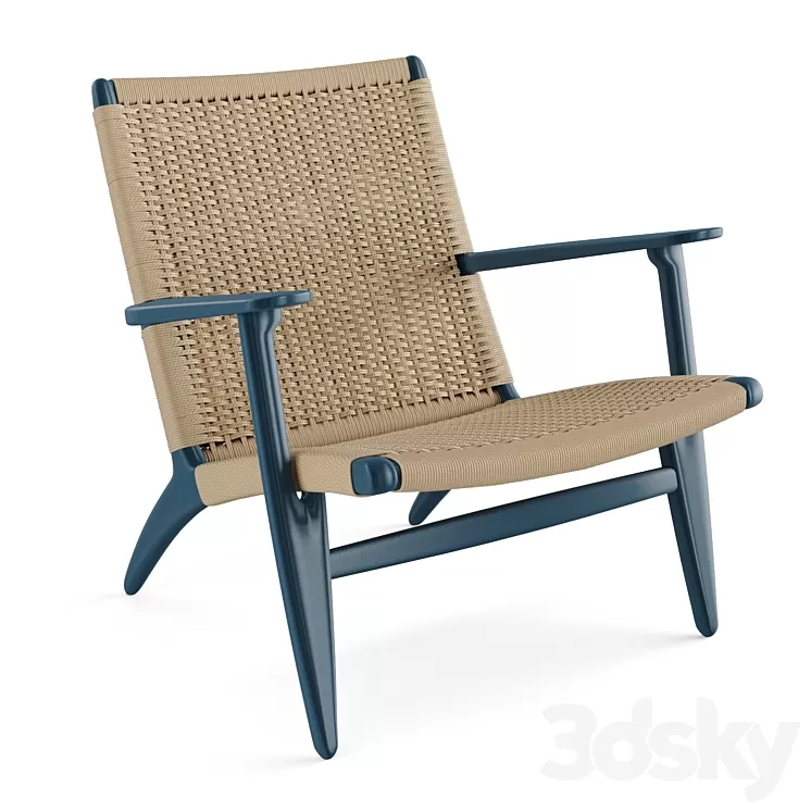 CH25 Rattan Blue Lounge Chair of Carl Hansen 3D Model CH25 Rattan Blue Lounge Chair of Carl Hansen 3D Model