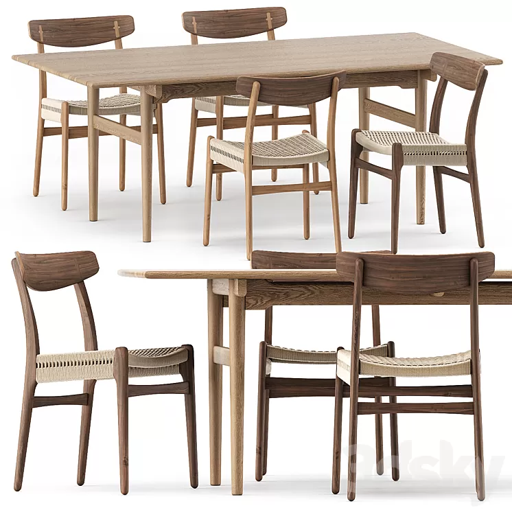 CH327 DINING TABLE CH23 CHAIR by Carl Hansen & Son 3D Model CH327 DINING TABLE CH23 CHAIR by Carl Hansen & Son 3D Model