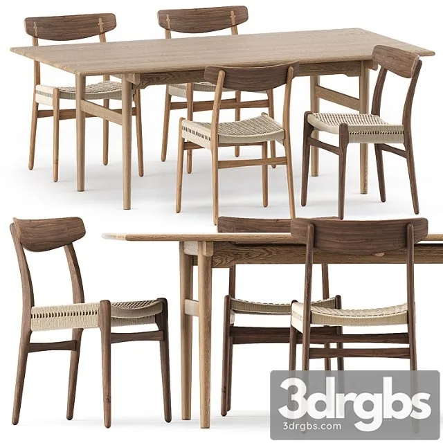 Ch327 dining table, ch23 chair by carl hansen & son
