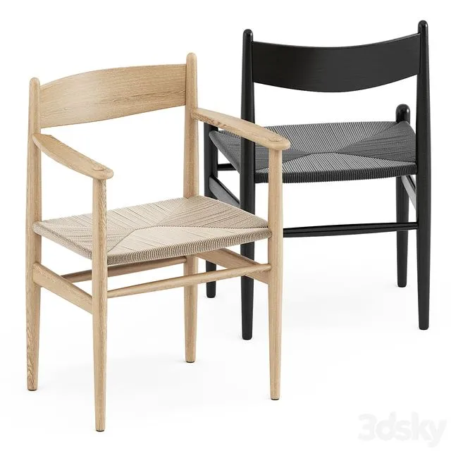 CH36 chair and CH37 chair by Carl Hansen 3D Model