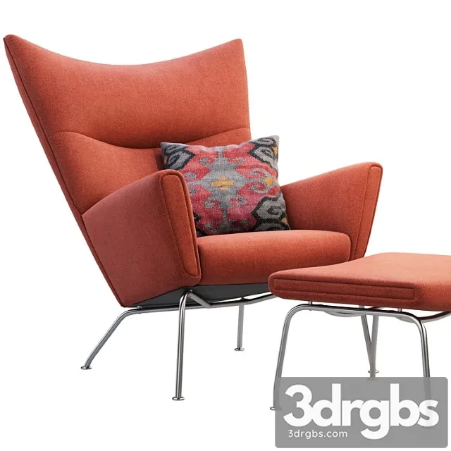 Ch445 Wing Chair And Ottoman 3D Model Download Ch445 Wing Chair And Ottoman 3D Model Download