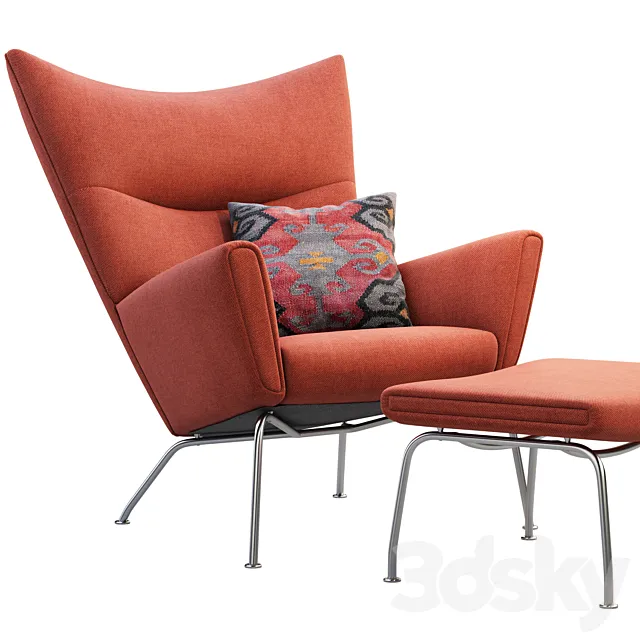CH445 Wing Chair and ottoman 3DModel