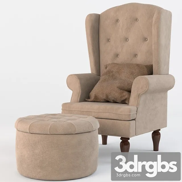 Chair and ottoman 3D Model Download Chair and ottoman 3D Model Download