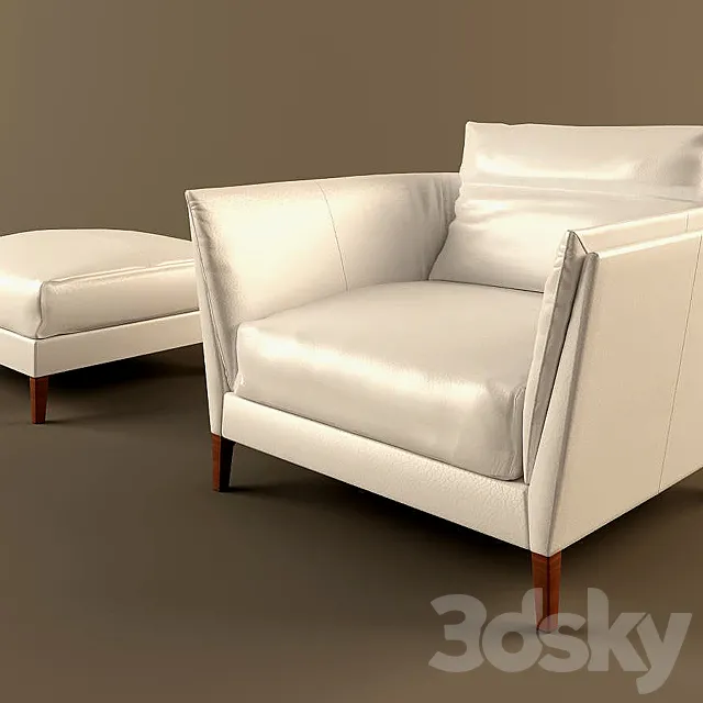 Chair and ottoman Poltrona Frau 3DModel Chair and ottoman Poltrona Frau 3DModel