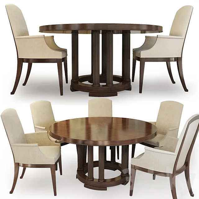 Chair and round table Bridgeton. Century. Round Dining Table. 3DModel