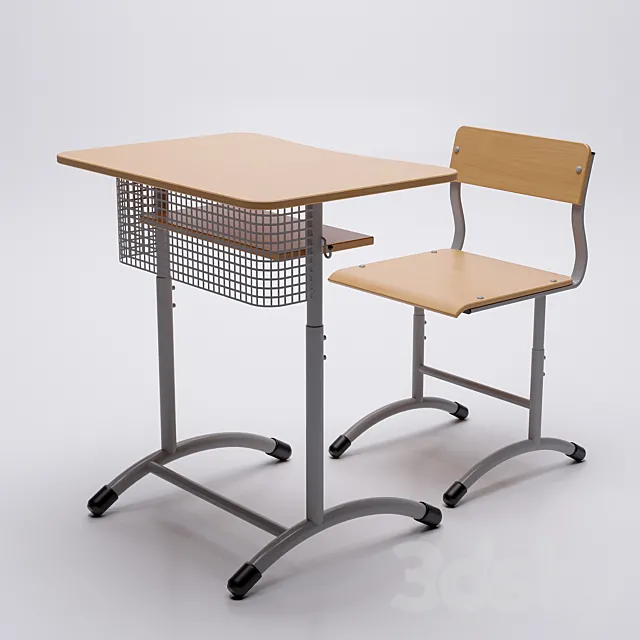 Chair and student’s desk “Extra” 3D Model