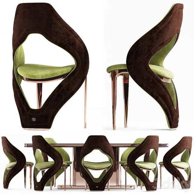 Chair and table elve luxury 3D Model