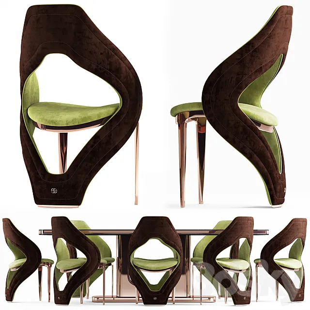 Chair and table elve luxury 3D Model