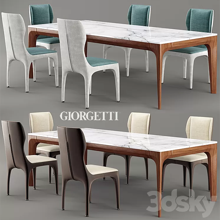 Chair and table giorgetti TICHE 3D Model Chair and table giorgetti TICHE 3D Model