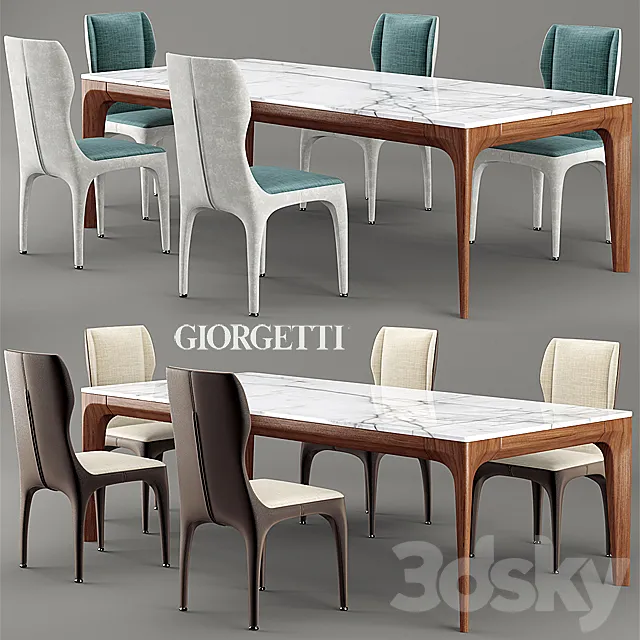 Chair and table giorgetti TICHE 3DModel
