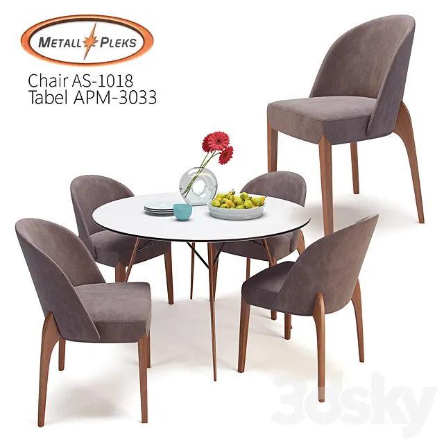 Chair AS-1018 and Table APM-3033 _ Metall Pleks 3DModel