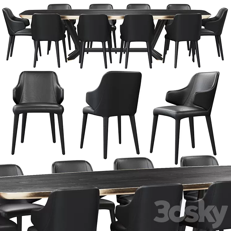 Chair Cattelan Italia Wanda and Table Planer 3D Model