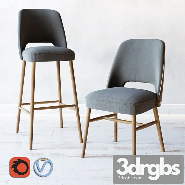 Chair ct041 shell bar chair shell 0042 2 3D Model Download