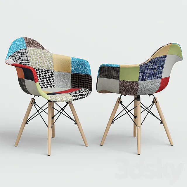 Chair Eames Style DAW Patchwork. 3D Model
