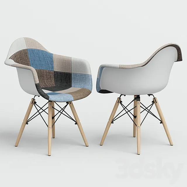 Chair Eames Style DAW Patchwork + plastic. 3DModel Chair Eames Style DAW Patchwork + plastic. 3DModel
