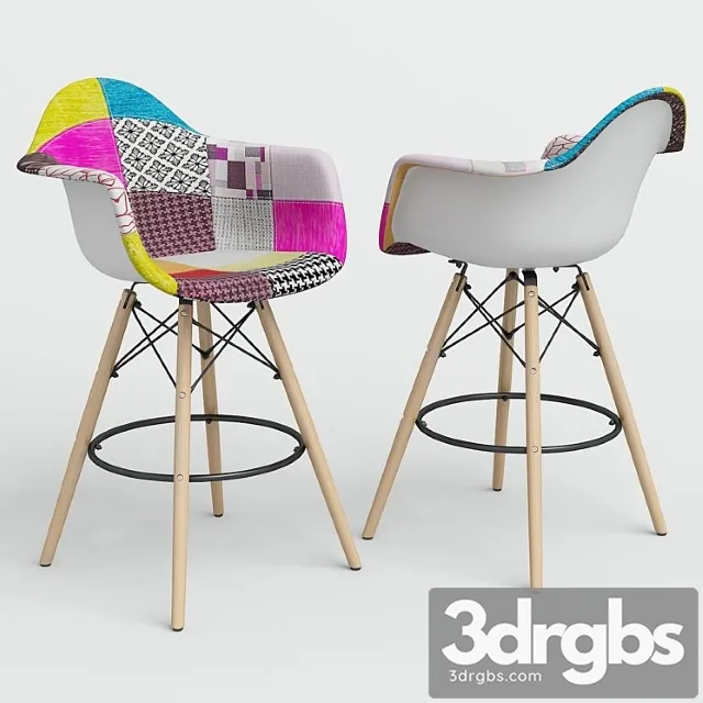 Chair eames style daw patchwork + plastic bar. 2 3D Model Download