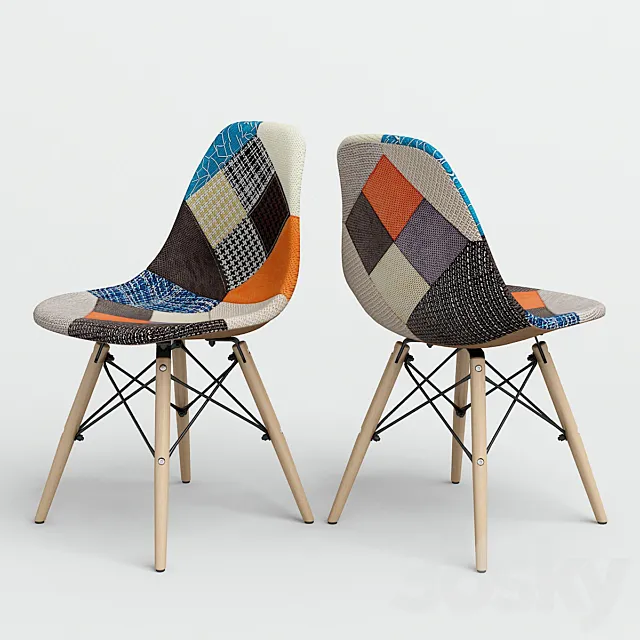 Chair Eames Style DSW Patchwork. 3D Model Chair Eames Style DSW Patchwork. 3D Model