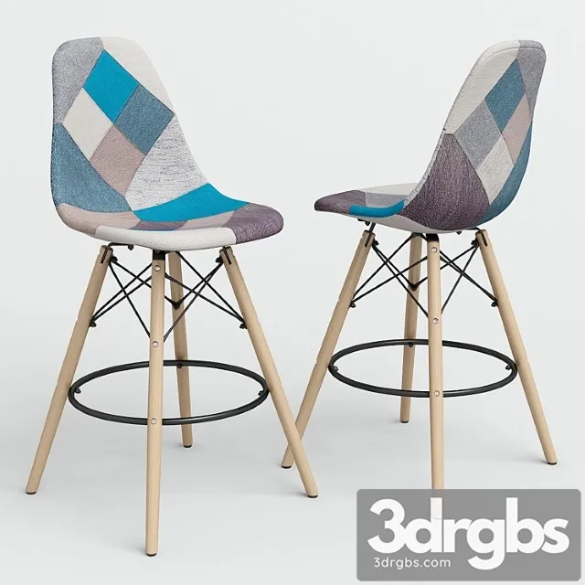 Chair eames style dsw patchwork bar. 2 3D Model Download