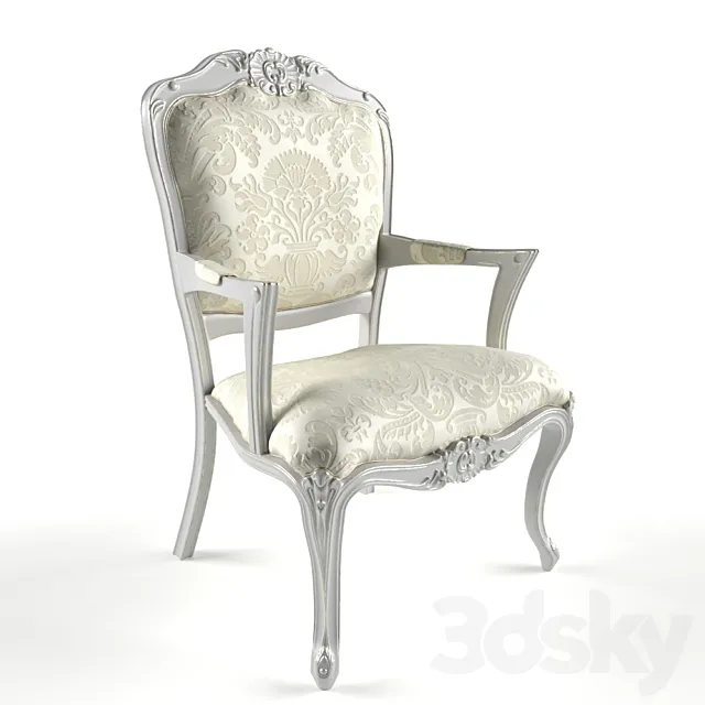 Chair french-Chateau-Style-Ornate-white-gold 3D Model Chair french-Chateau-Style-Ornate-white-gold 3D Model