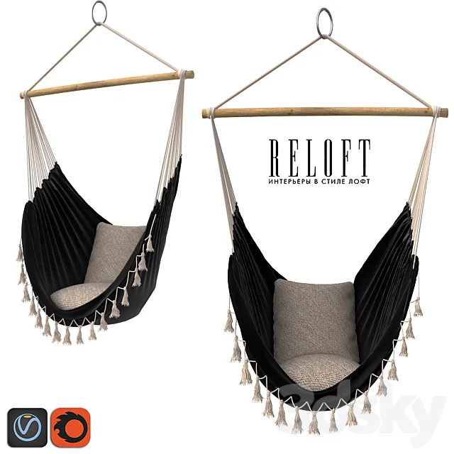 CHAIR-HAMAC PROVINCIAL IN BLACK COLOR 3D Model