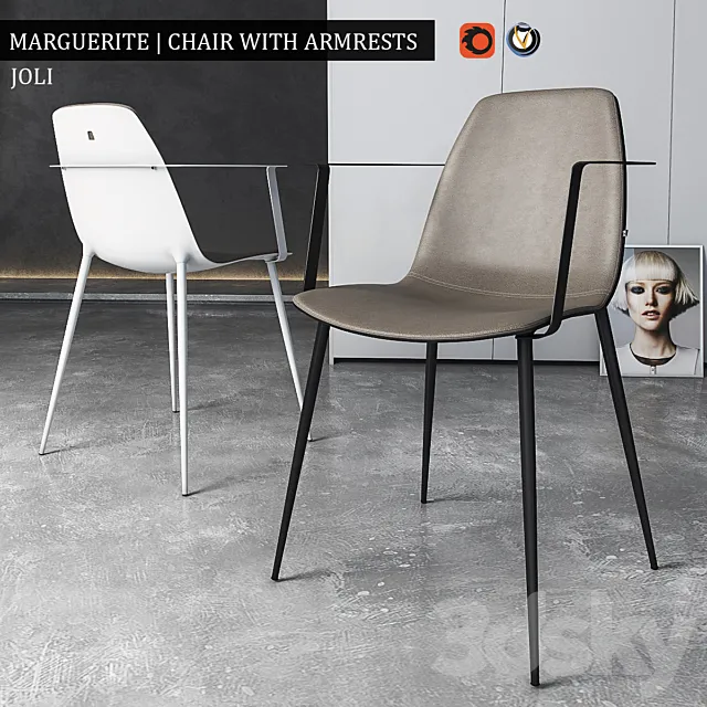 Chair Marguerite with armrests 3D Model