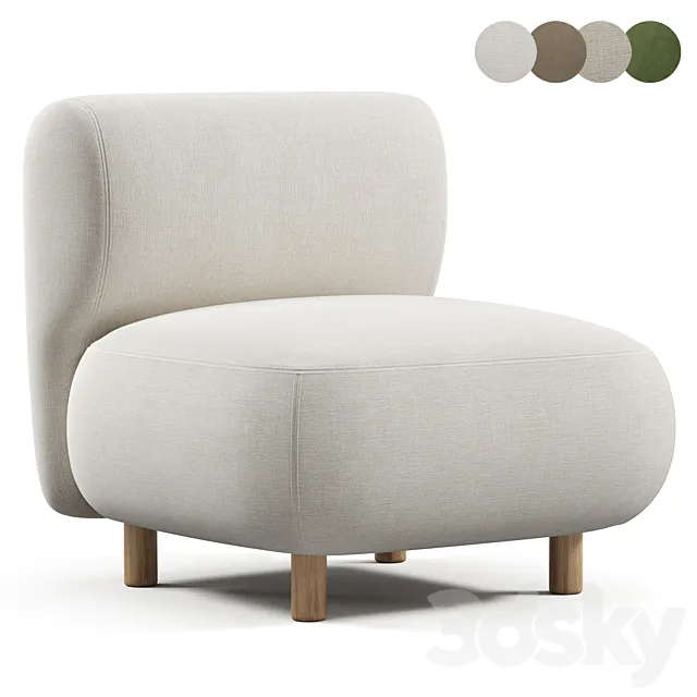 Chair Pipel Bucle White 3D Model